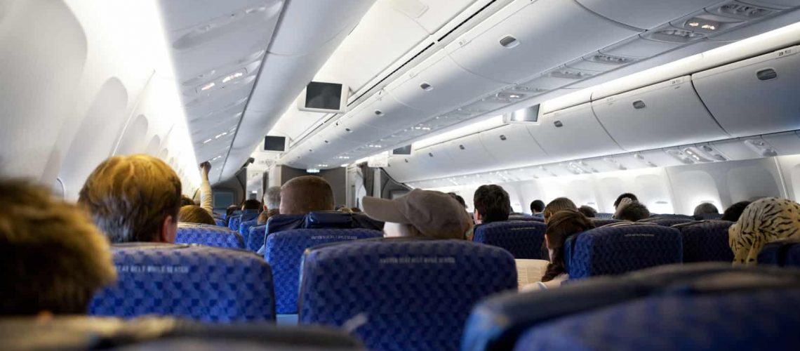 Interior of a passenger airplane - commercial airline